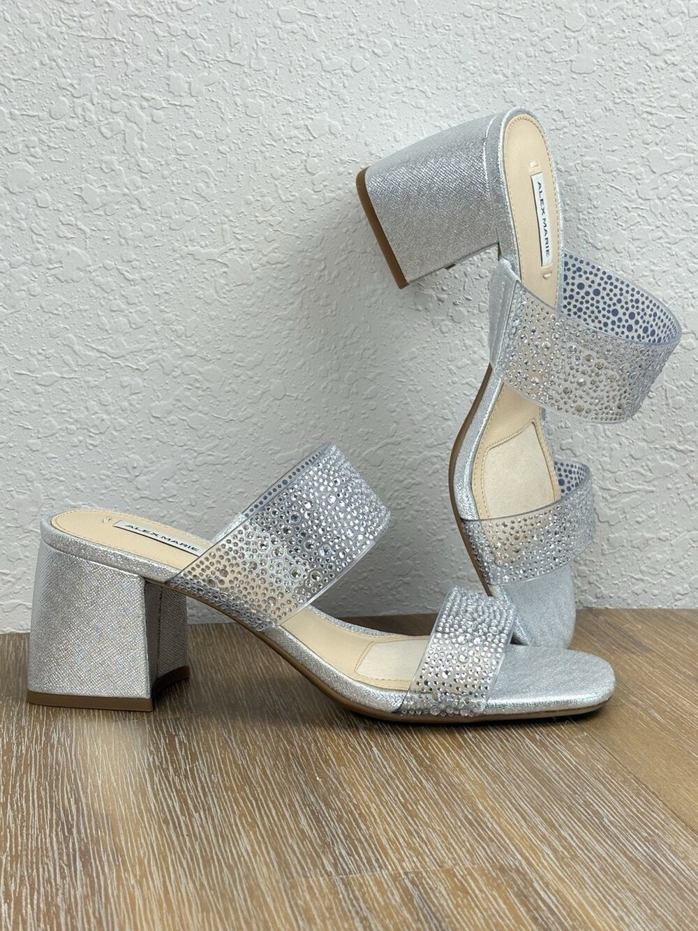 Alex Marie Austyn Two Rhinestone Clear Banded Dress Sandals Size US 7 M
